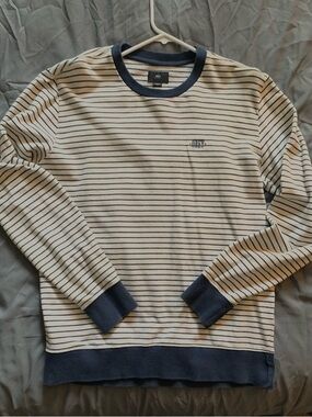 Obey Navy & Cream Striped Long-Sleeve Crewneck